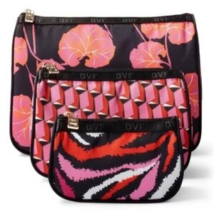 Diane Von Furstenberg Floral and Geometric Cosmetic Bag Trio
